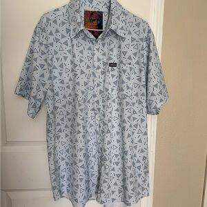 Men's Blue Geometric Pattern Shirt